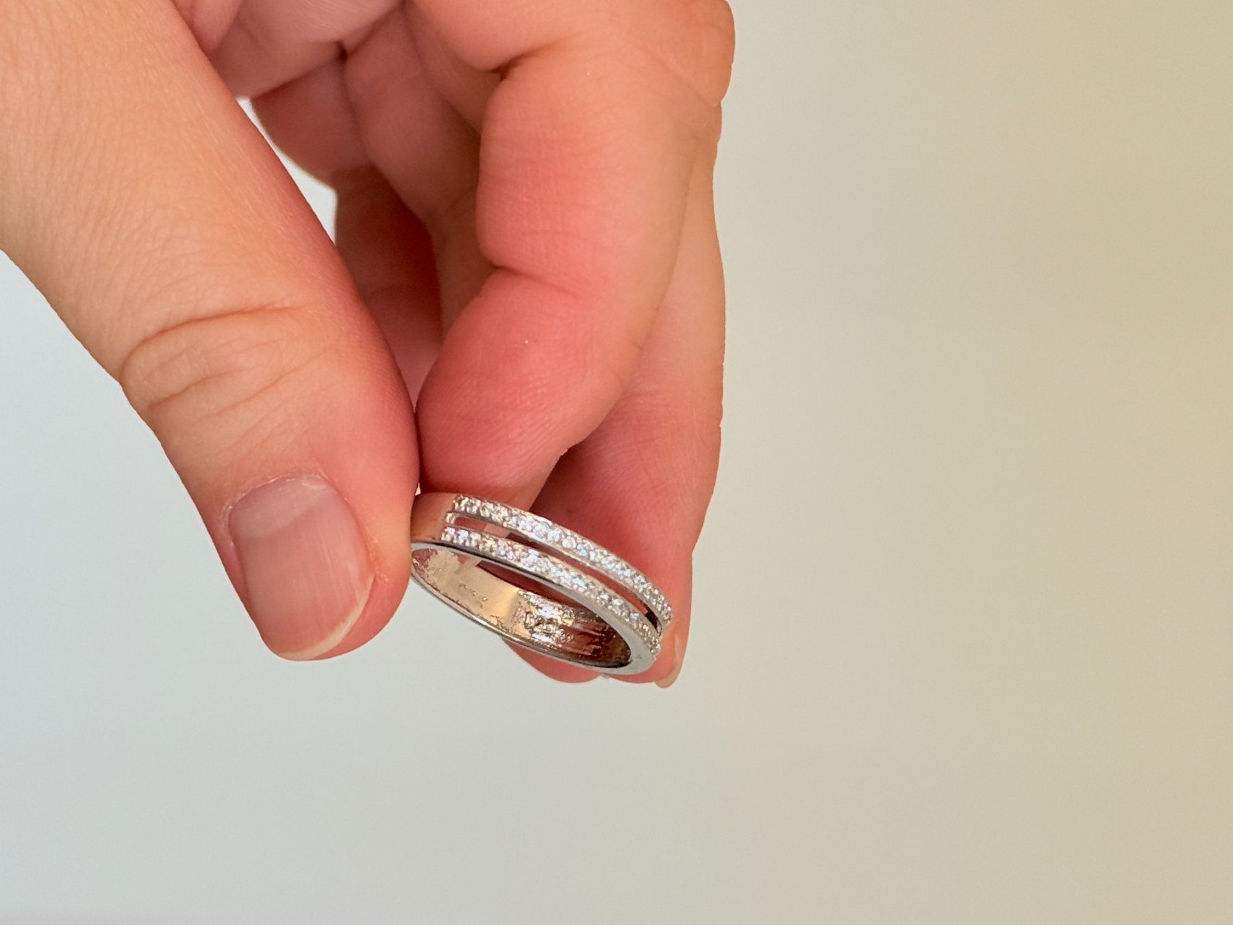 Bagues: Moissanite Double Row Band Ring size 60 – Neuf avec emballage d'origine à Genève par AWWA 3