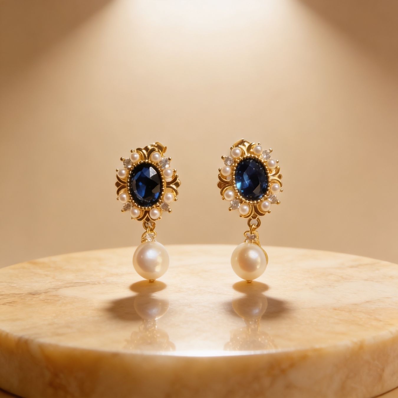 Orecchini pendenti & Orecchini a lobo: Boucles d’oreilles Perle et Saphir – Nuovo e nell'imballaggio originale da St-Maurice venduto da Sandrinette123