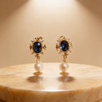 Boucles d’oreilles Perle et Saphir