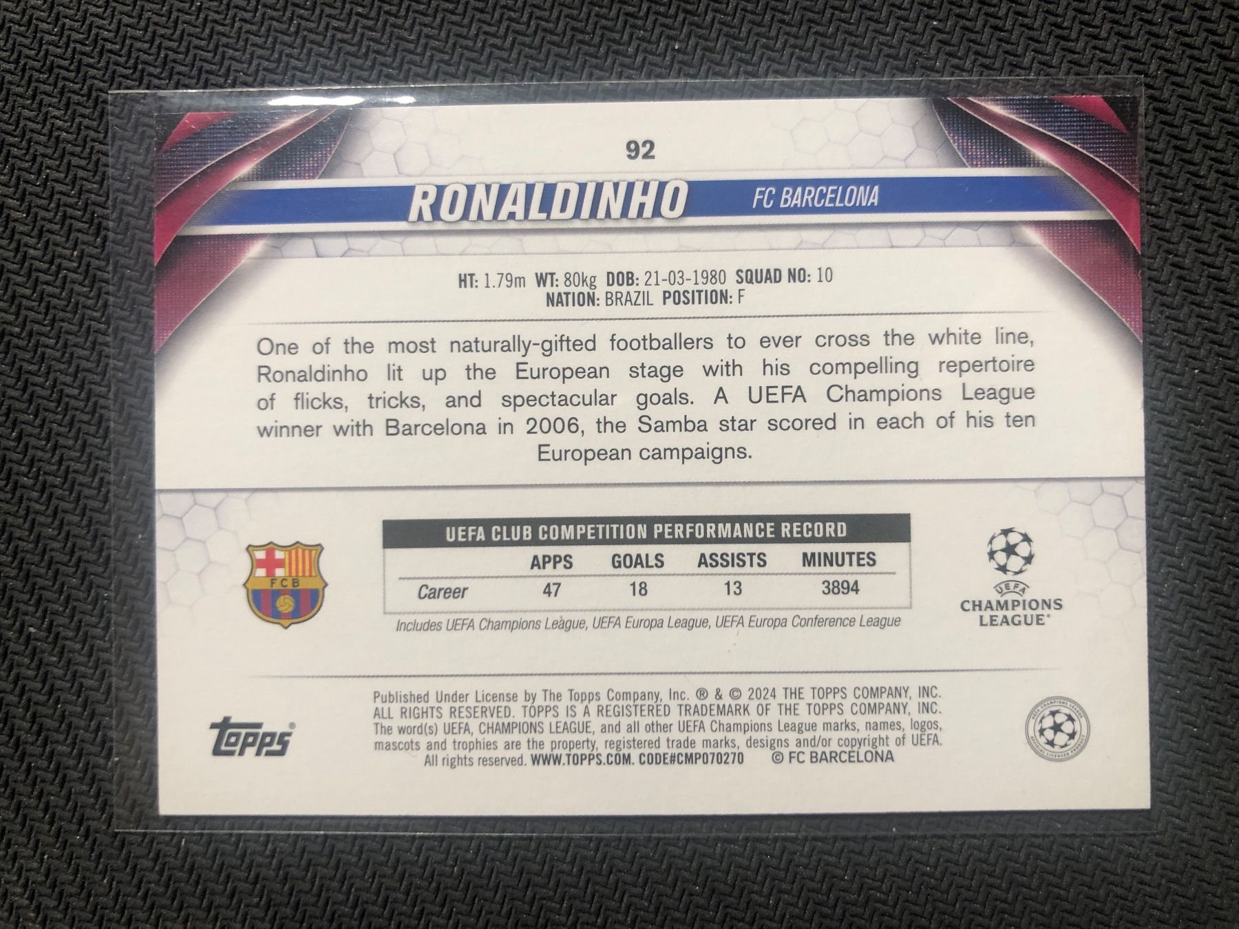 Topps Carte collezionabili: Topps Flagship Ronaldinho Barcelona Short print – Usato da Wangenried venduto da Garagara 1