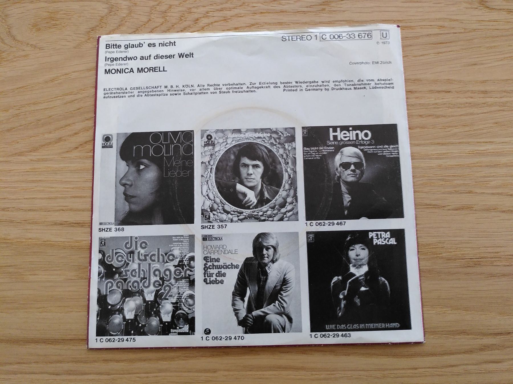 Dischi in vinile: Monica Morell "Bitte glaub es nicht" 45 – Usato da Sempach venduto da Allmusic 1