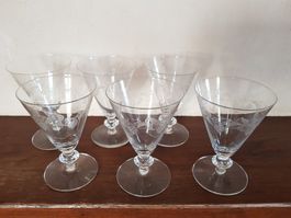 6 verre vintage, gravé décor de vigne, très peu utilisés.