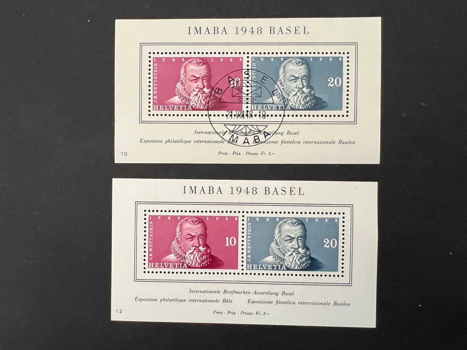 Tutti i francobolli: 1948 IMABA  Block ** und gest. gest.   (A93) – Usato da Hinwil venduto da Sidi4