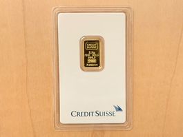 2.5g Credit Suisse Goldbarren, Feingold 999.9 Top Zustand