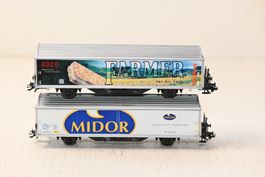 2 Modellbahn Güterwagen Farmer Midor Migros Märklin HO/AC