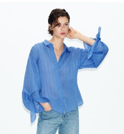 ZARA Hemd Hemdbluse Bluse in schönem blau Gr.36-38 NEU 59.90