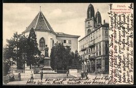 Zürich, Wasserkirche mit Zwingli-Denkma