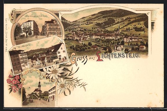 Ansichtskarten: Litho Lichtensteig, Gesamtansicht, Markt – Gebraucht aus Berlin von bartko-reher