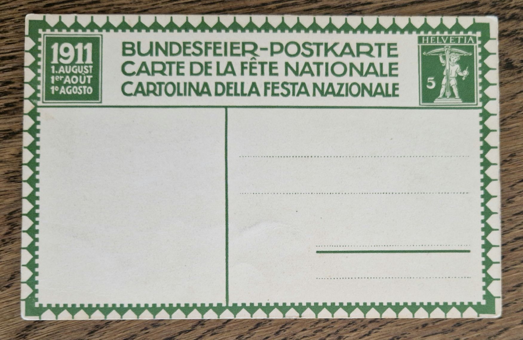 Ansichtskarten: Bundesfeier- Postkarte 1. August 1911 – Gebraucht aus Ebikon von Donar50 1