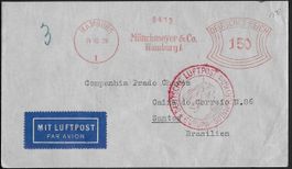 1936 Luftpost Hamburg - Santos Automatenfrei-o selten ab 1.-