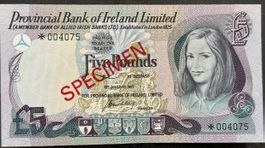 Provinzial Bank Irland 5 Pfund Note, 1977, Selten!