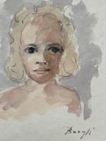 Aquarelle Fritz Boegli "portrait de jeune fille" rare sujet