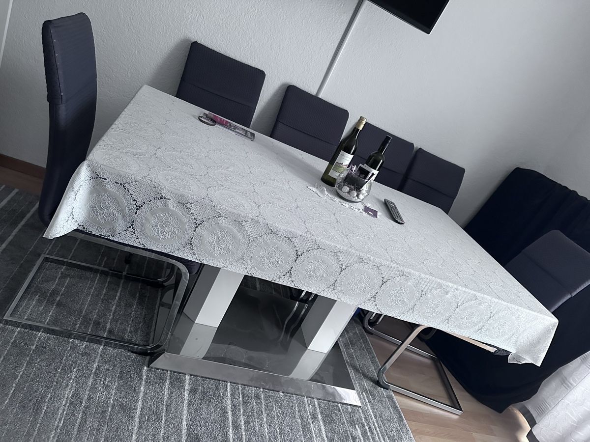 Tischgruppe: Modern Dining Table White High Gloss with Chair set – Neu (gemäss Beschreibung) aus Neuenhof von reb_m26r 4