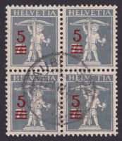 Nr. 148II Tellknabe, Viererblock mit Zentrumstempel