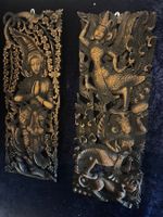 2  wunderschönen asiatische Wanddekor-Holzplatte nr2.