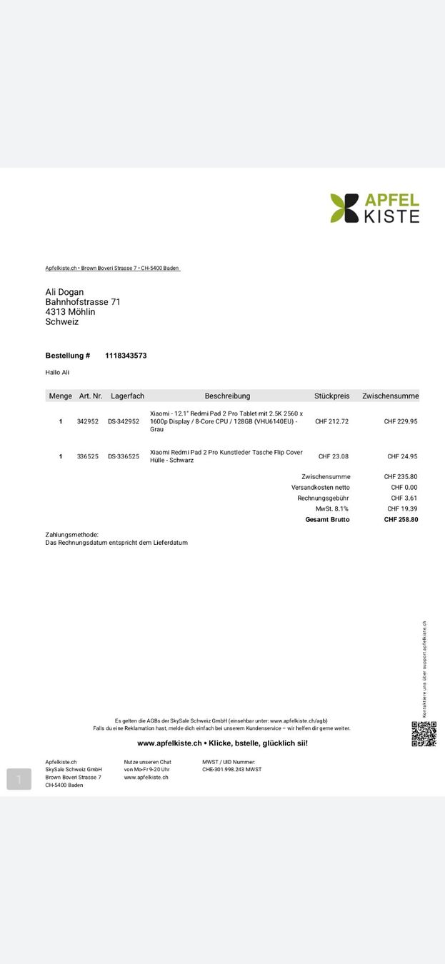 Xiaomi Tablet PC: Xiaomi REDMI Pad 2 Pro neu mit Hülle – Neu (gemäss Beschreibung) aus Möhlin von Dogn16 5