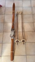 Antike Holzski Kandahar mit Skistöcken 165 cm