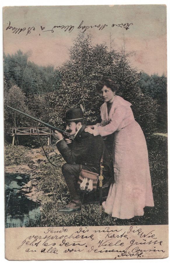 Cartoline postali: Romantik: Paar bei der Jagd – Usato da Frauenfeld venduto da POML