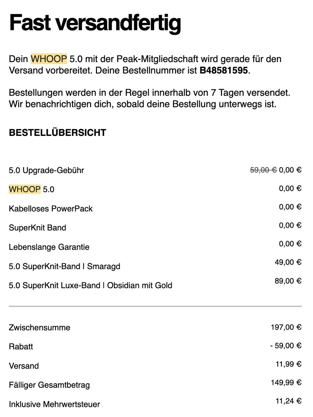 Whoop Smartwatch: Fitnesstracker WHOOP 5.0 mit div. Armbändern (OVP) – Usato da Solothurn venduto da Theklagloria 7