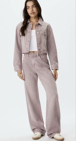 Stradivarius glitzer 2-Teiler Jeans & Jacke