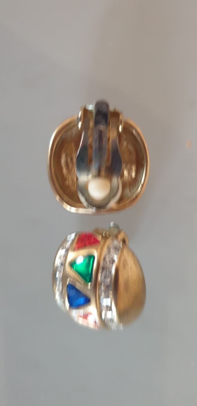Orecchini pendenti & Orecchini a lobo: Wunderschöne Ohrclips in Gold und farbigen Steinen – Nuovo (secondo la descrizione) da Zürich venduto da bre_22v9 1
