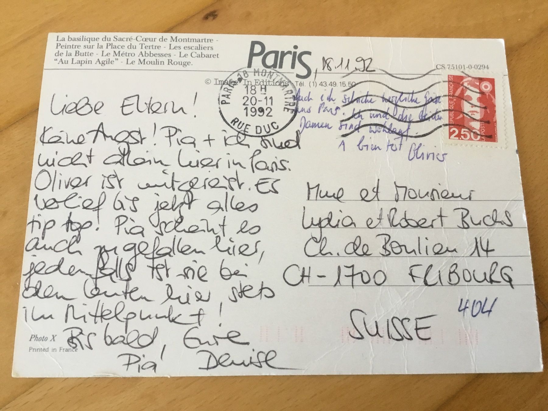 Cartoline postali: Paris Ansichtskarte, Sacré-Cœur, 1992 – Usato da Kerzers venduto da Georges3210 1