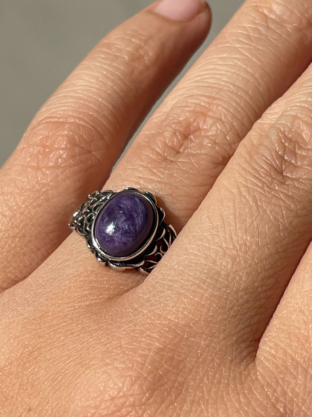 Anelli: Vintage-Ring mit Charoit Verstellbar – Nuovo e nell'imballaggio originale da Schiers venduto da sisikristall 2