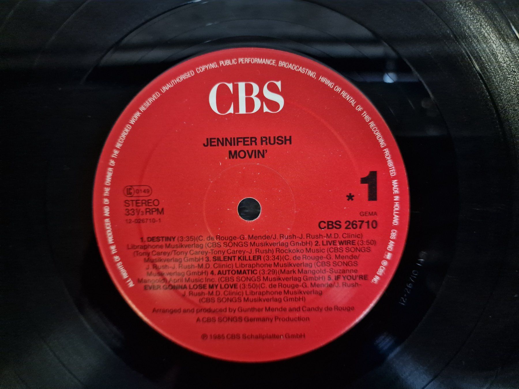Schallplatten: Jennifer Rush LP – Movin' – Gebraucht aus Root von atelier22 2