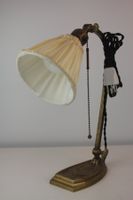 Vintage Schreibtischlampe Messing mit Stoffschirm