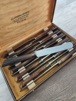 Coffret de 12 couteaux de table anciens, manches en corne