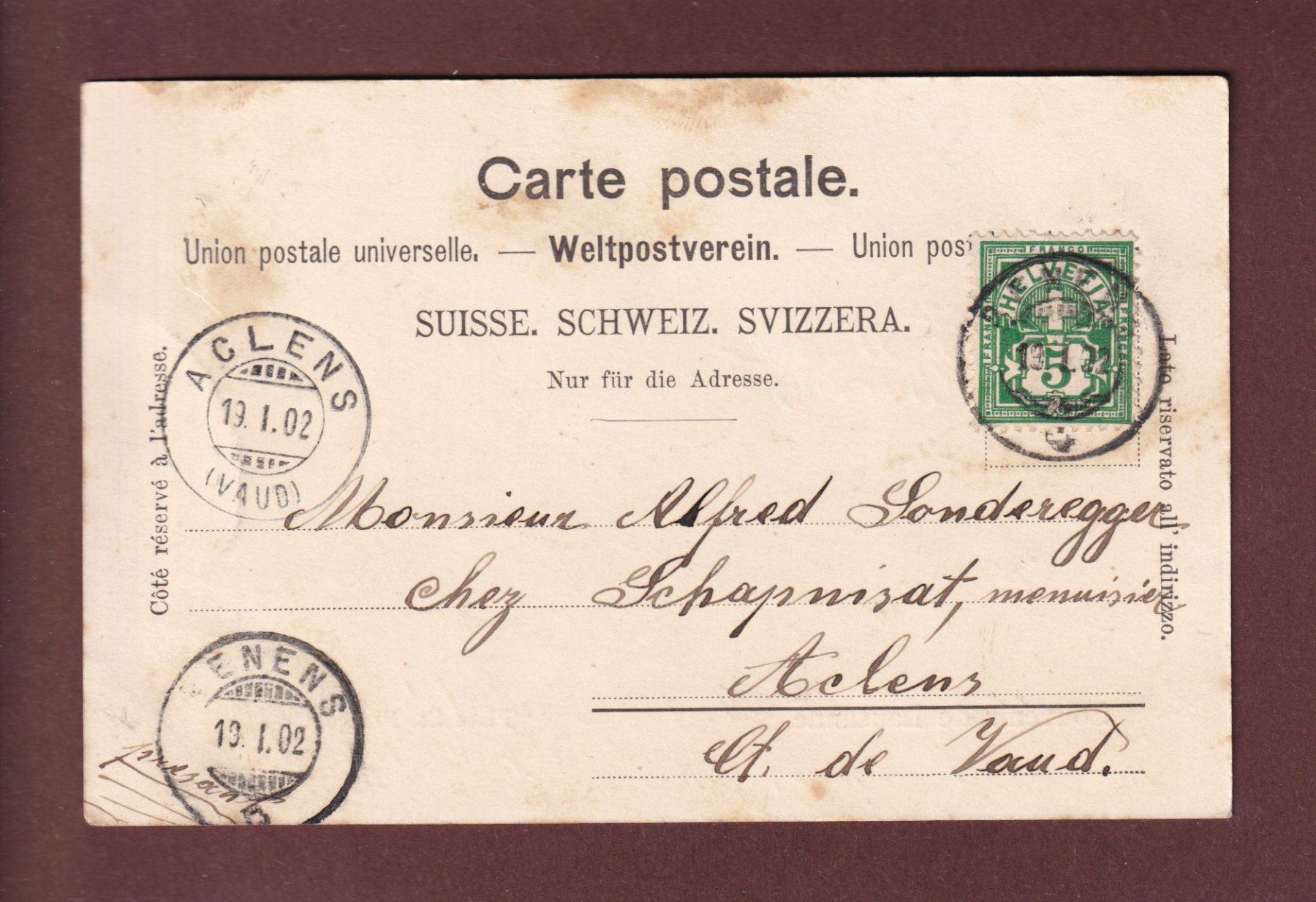 Cartoline postali: LAUSANNE - Place St. François - 1902 – Usato da Pully venduto da nicecards-shop 1