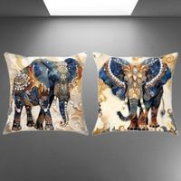 🌸🐘 Boho Kissenbezüge – Elefant & Blütenzauber 🌸🐘