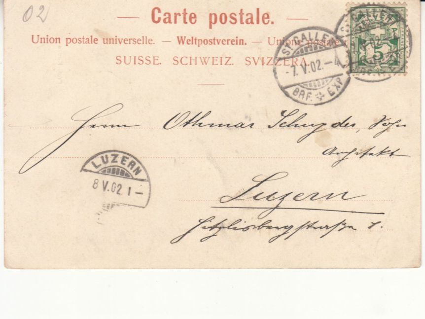 Cartoline postali: St. Gallen 1902 – Usato da Bürglen TG venduto da StampGraf 1