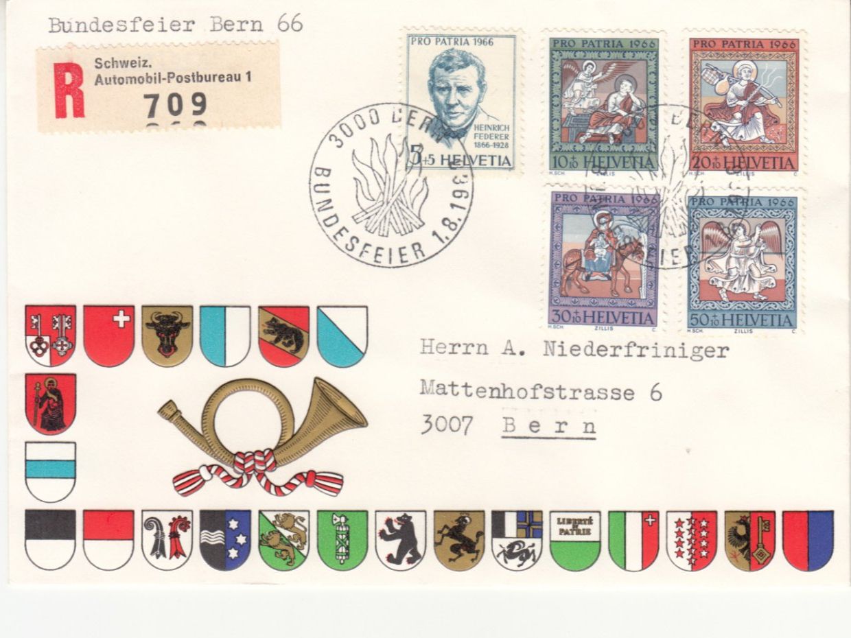 Alle Briefmarken: Sonderstempel S. 619 Bundesfeier Bern 1966 – Gebraucht aus Bürglen TG von StampGraf