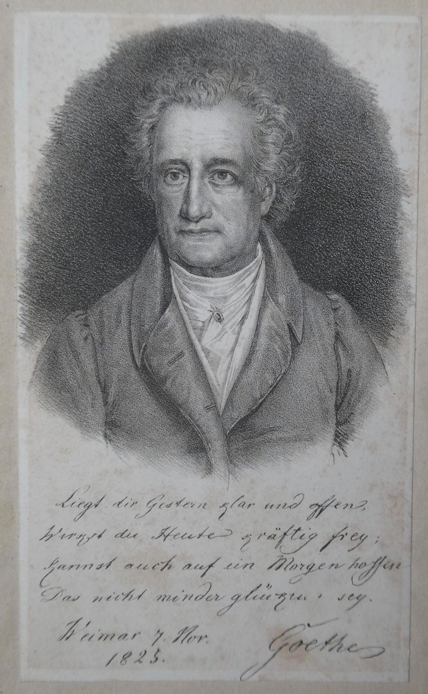 Stiche: antiker Stich oder  Lithographie Goethe Portrait 1825 – Gebraucht aus Lüchingen von Eeizo 2
