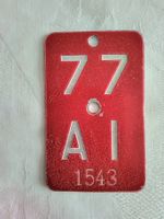 Velonummern Fahrradnummer AI 77 1543