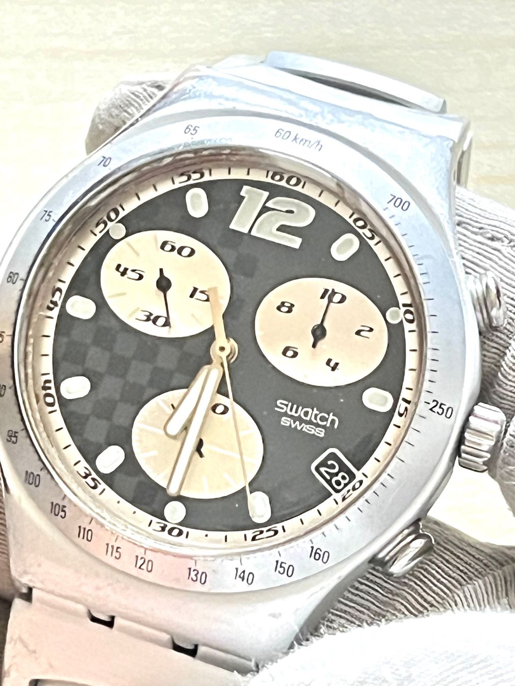 Swatch Orologi: Swatch Chronograph Uhr Alu Armband – Usato da Grenchen venduto da chththl 3