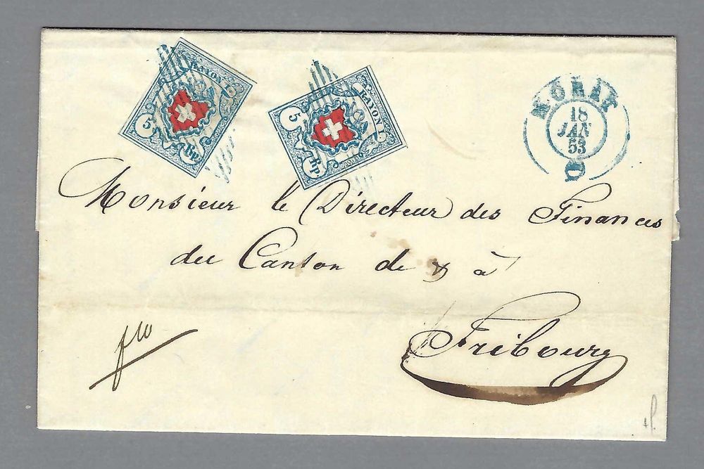 1853, Z/17II T.14 C2-LO + 22 C2-LO, BLAUE RAUTE+MORAT, SIGN (Gebraucht ...