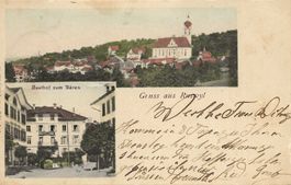Ruswil LU 2 Bild AK Gasthaus Bären + Dorfansicht 1902