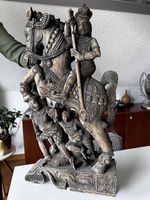 Sculpture indienne en bois , pièce de chariot 