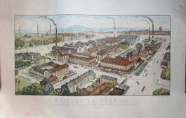 Geigy Basel grosse Farblithographie um 1915