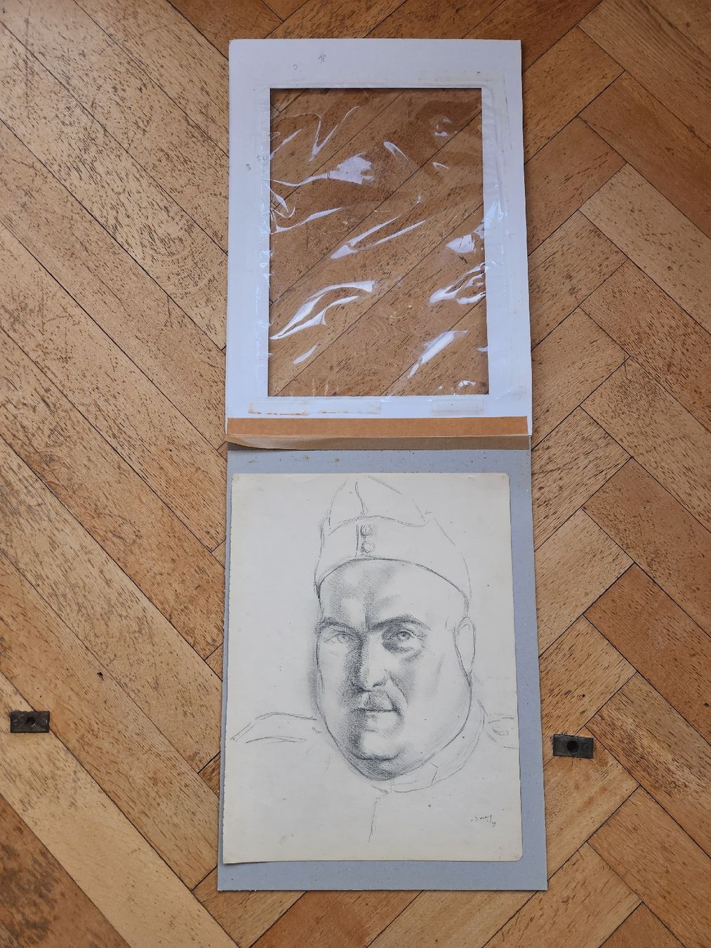 Gemälde: Portrait au crayon, signé, encadré – Gebraucht aus Territet von Cenh 2