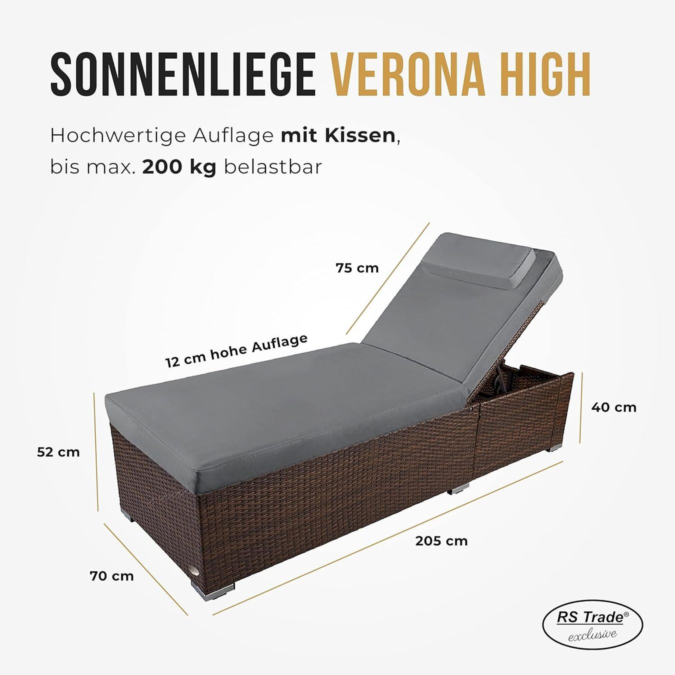 Profigeräte & Gastro: Sonnenliege Verona High mit Rollen – Neu und originalverpackt aus Bottighofen von zaap 2