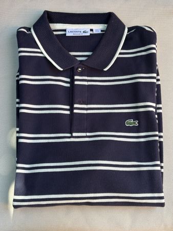 Polo a maniche lunghe Lacoste blu a righe taglia  XL