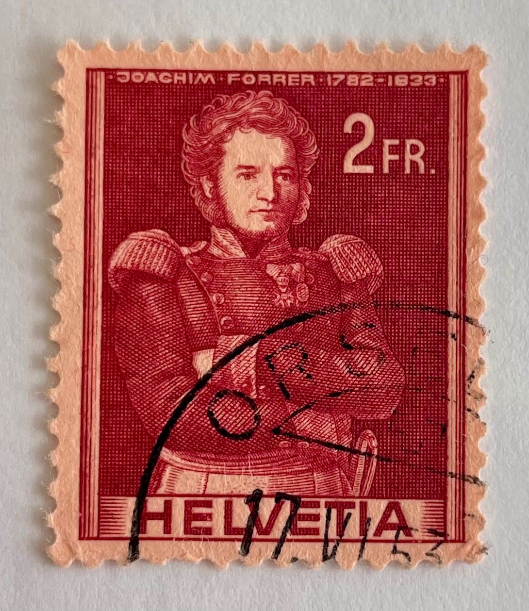 Tutti i francobolli: Briefmarke - Joachim Forrer 2 Fr. – Usato da Zürich venduto da T_H_O_M_A_S