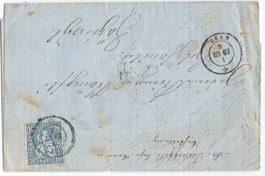 Helvetia assise dentelée, Bern 09.03.1867 pour Zäziwyl