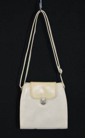 ASTRID Antik Leder Tasche, Theater, Fasnacht. Sammlung/weiss