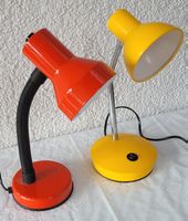 🟡🔴 2 Tolle 70er Jahre Tischlampen Metall 