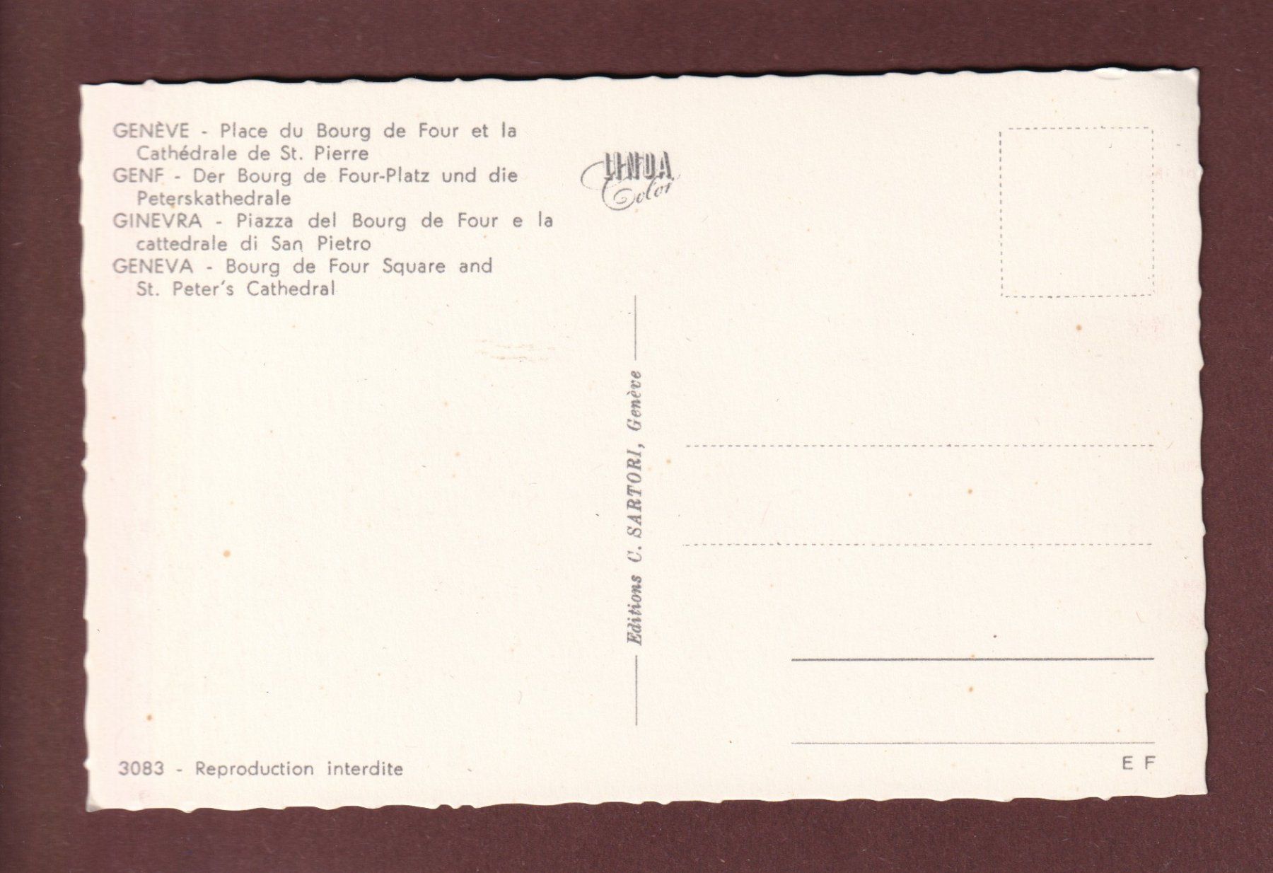Cartes postales: GENEVE - Place du Bourg de Four – D'occasion à Pully par nicecards 1