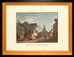 Gravure HOTEL DE LA CHUTE DU RHIN (Enderle del. / Ruff sc.)